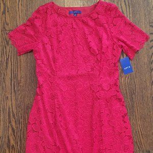 APT. 9 Women's Red Floral Lace Fit & Flare Dress  Size M NWT
